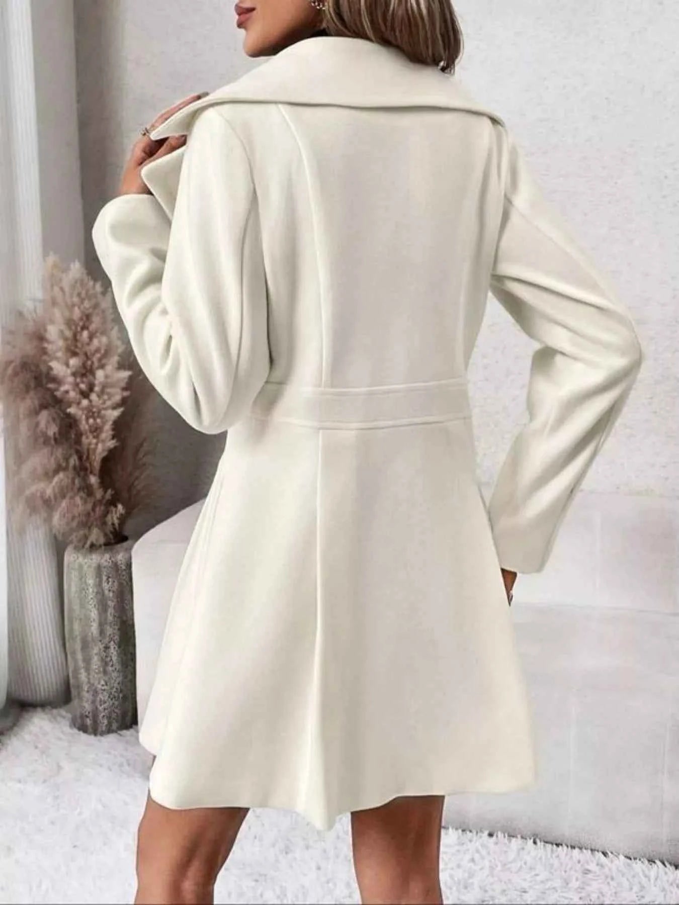 Double-Breasted Wool Blend Coat
