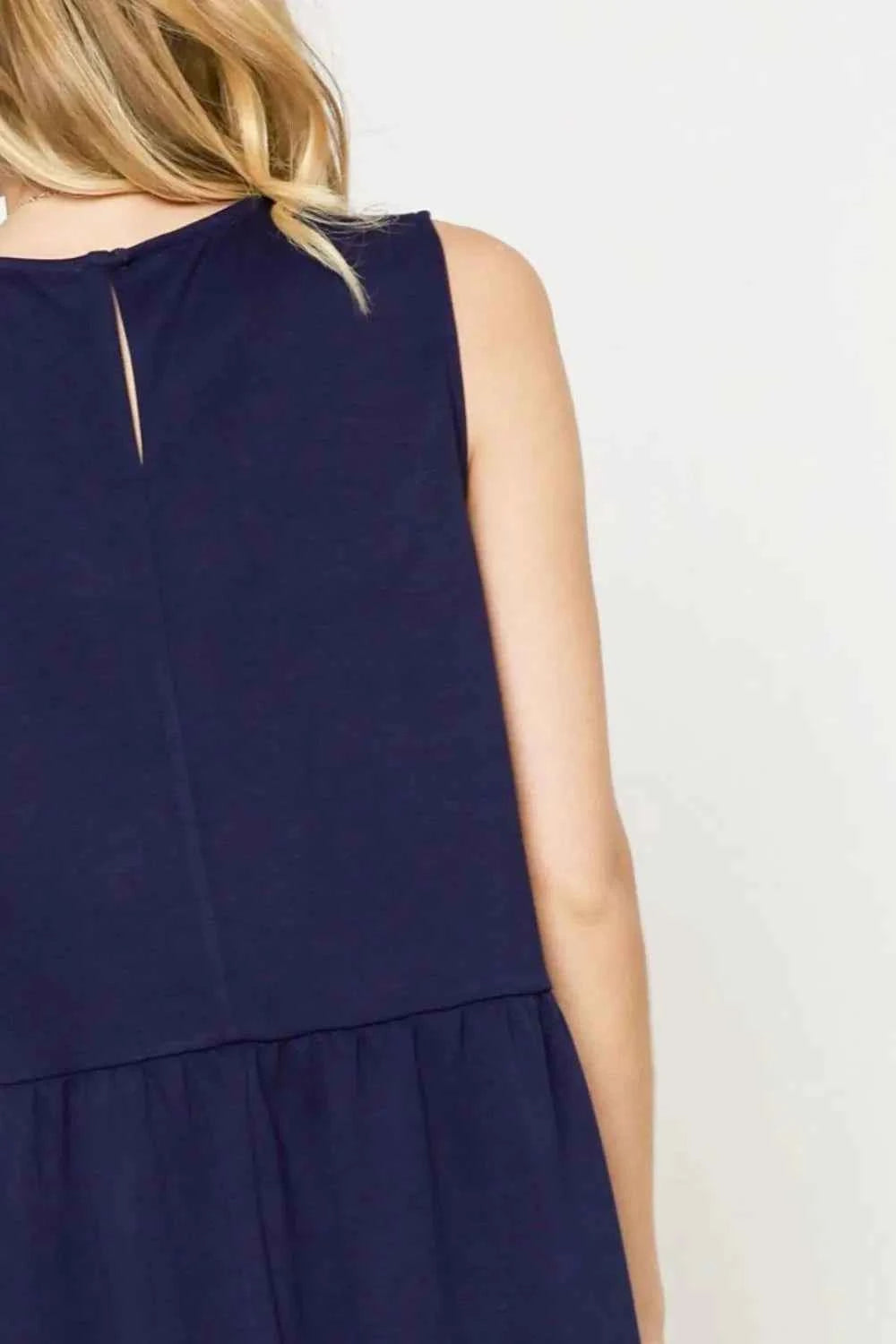 Umgee Round Neck Sleeveless Tank Dress with Pockets