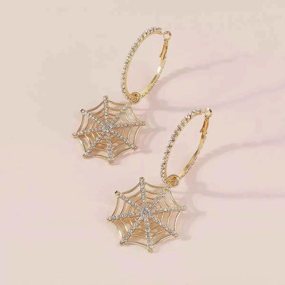 Halloween Spider Web Dangle Hoop Earrings