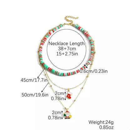 Colorful Christmas Charm Layered Necklace