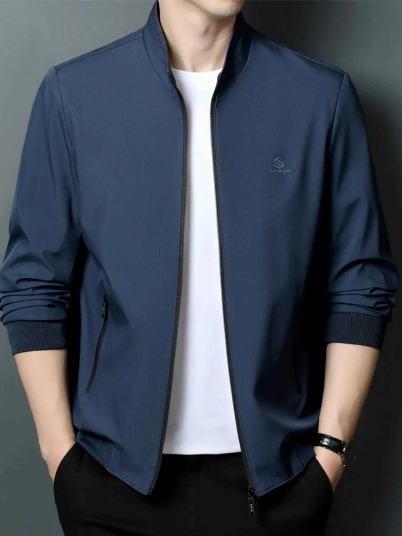 Men's Plus Size Zip Up Long Sleeve Jacket
