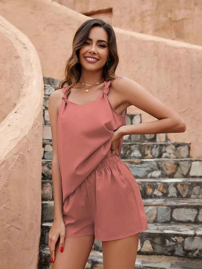 Knotted Strap Cami and Shorts Set