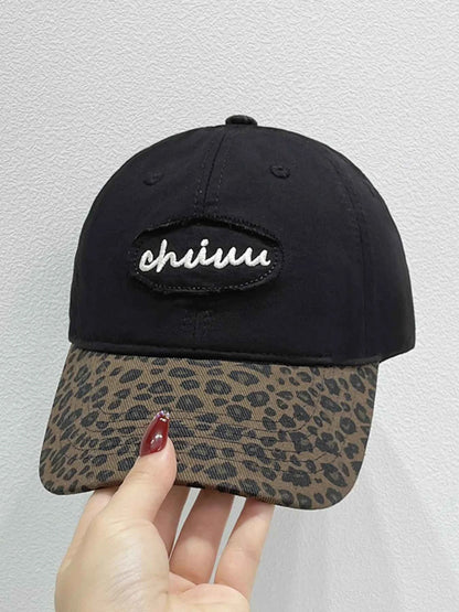 Leopard Print Baseball Cap with Embroidered Letter