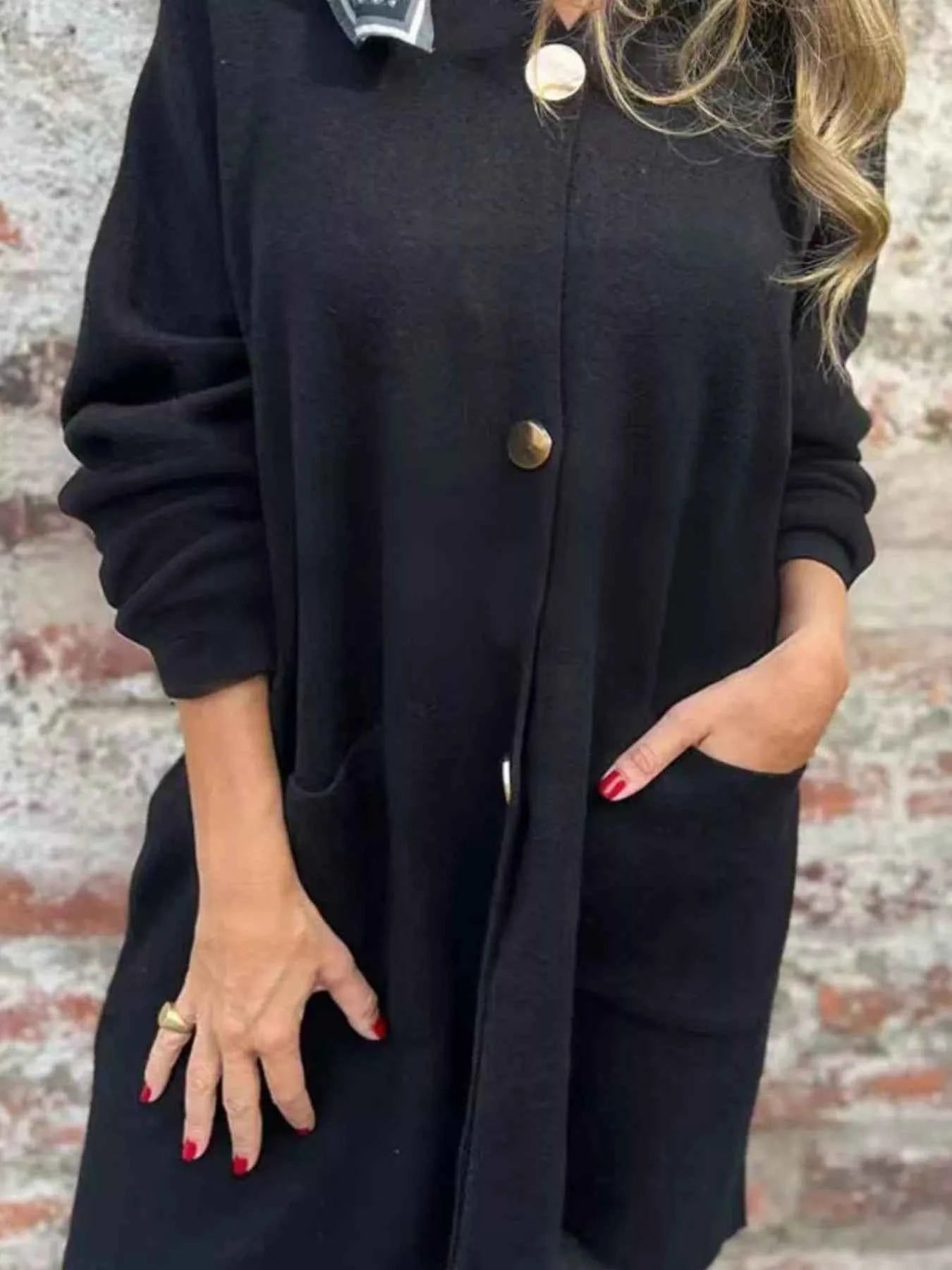 Full Size Button-Down Long Sleeve Cardigan Plus Size