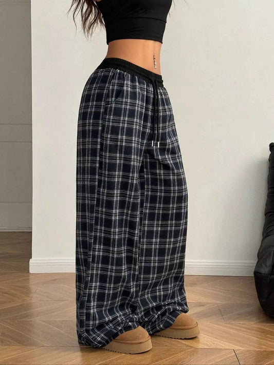 Relaxed Fit Plaid Pants