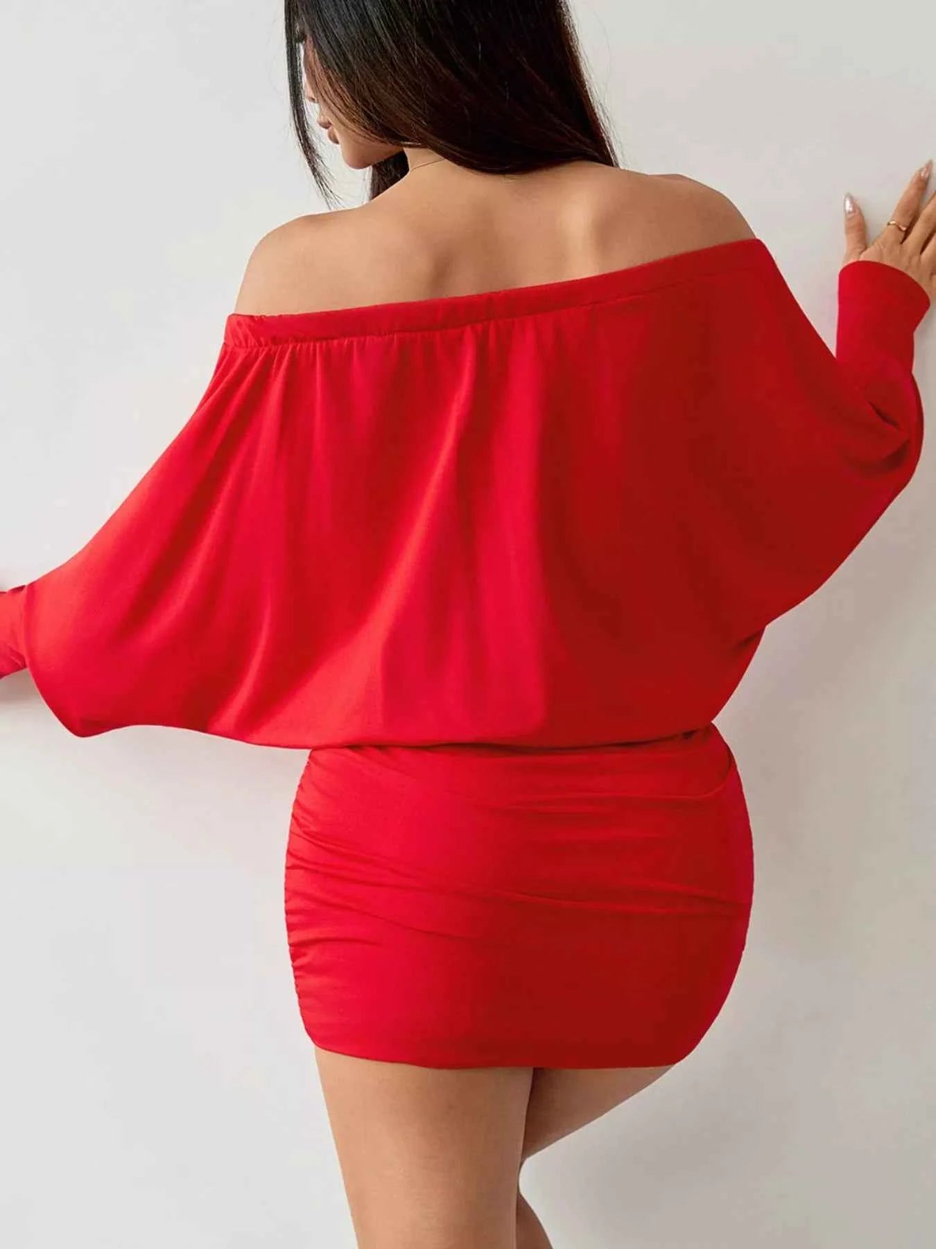 Off-Shoulder Ruched Bodycon Mini Dress