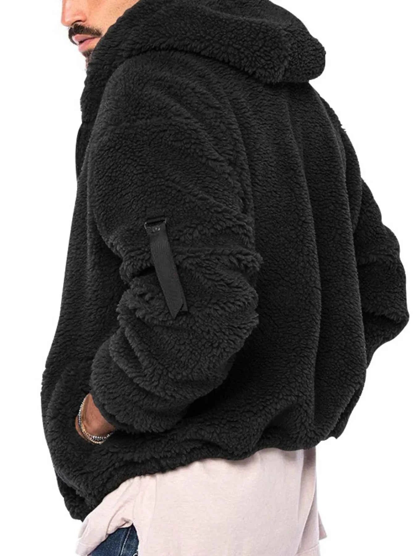 Men's Full Size Sherpa Fleece Hooded Zip-Up Jacket Plus Size