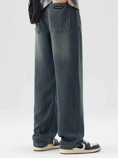 Men's Washed Wide Leg Relaxed Fit Jeans