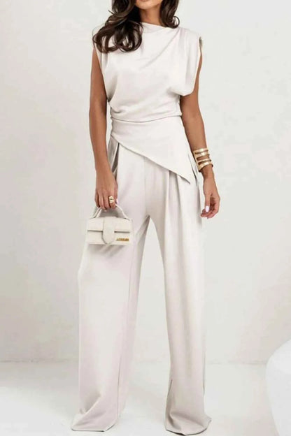 Round Neck Top and Pants Set