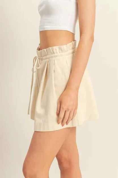 HYFVE High-Waisted Washed Twill Paperbag Shorts