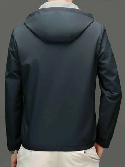 Men's Plus Size Zip Up Long Sleeve Hooded Jacket