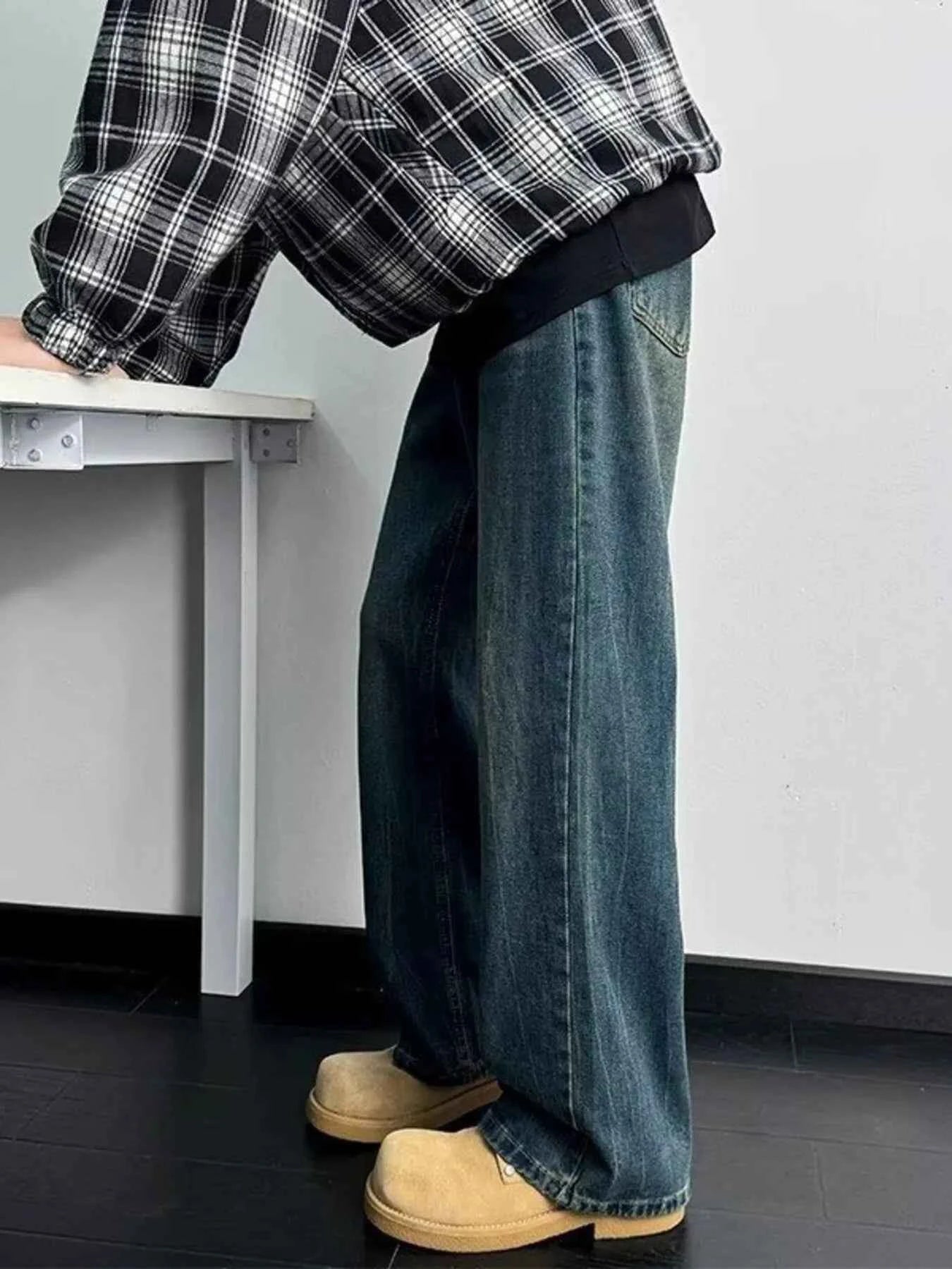 Men's Full Size Wash Wide Leg Jeans Plus Size