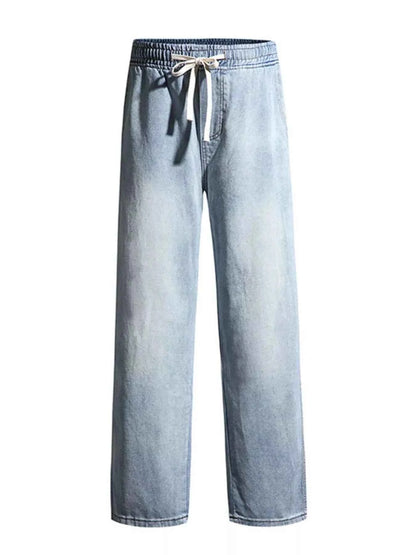 Men's Full Size Washed Wide Leg Drawstring Jeans Plus Size