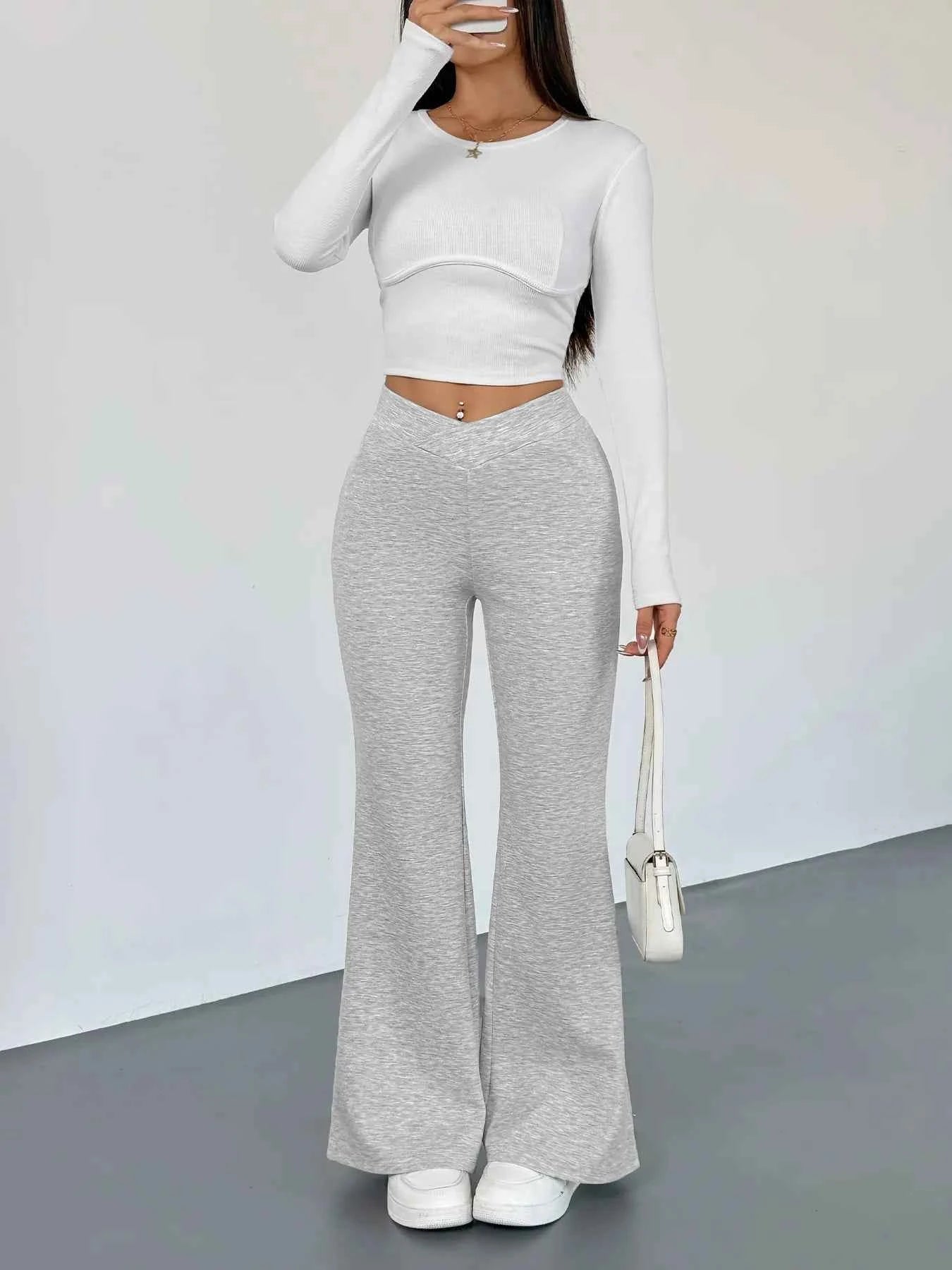 High Waisted Flare Leg Pants