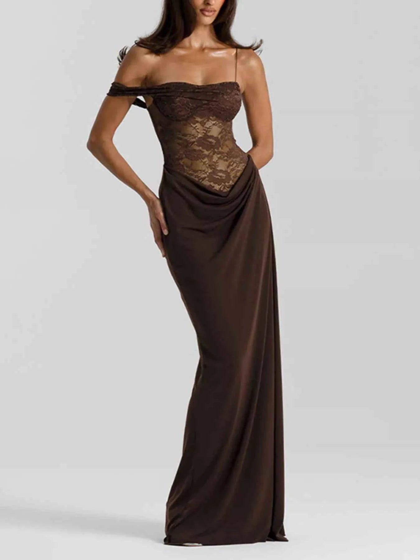 Split Lace Bodice Maxi Dress