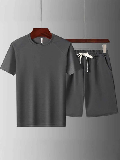 Men's Plus Size Short Sleeve Top and Shorts Set