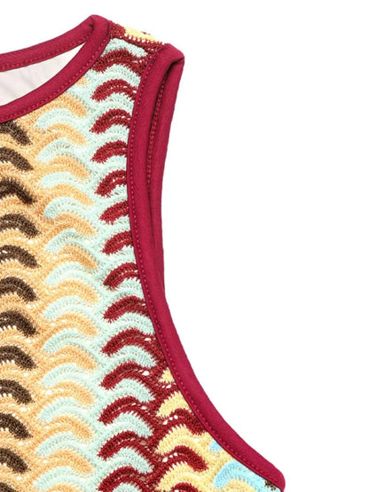 Sleeveless Chevron Pattern Sweater Dress