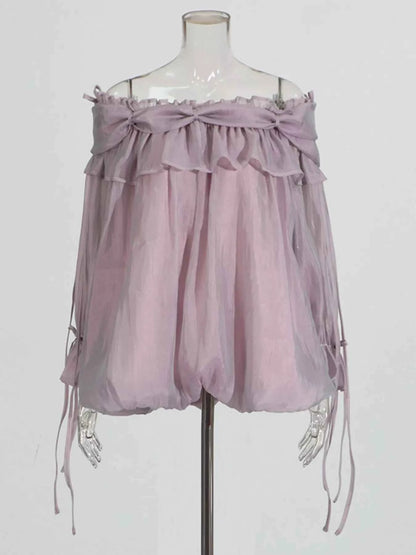 Ruffle Off-Shoulder Flounce Sleeve Blouse