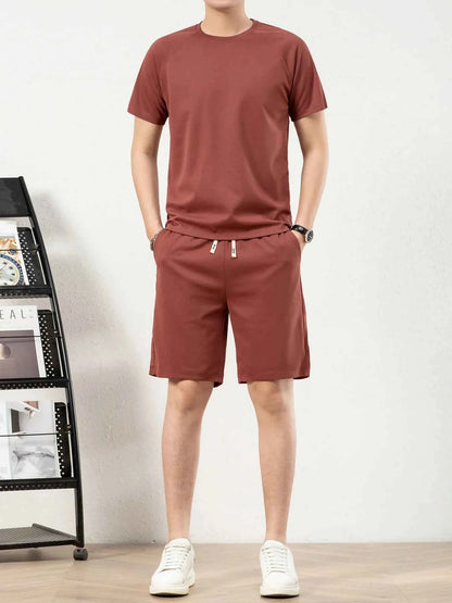 Men's Plus Size Short Sleeve Top and Shorts Set