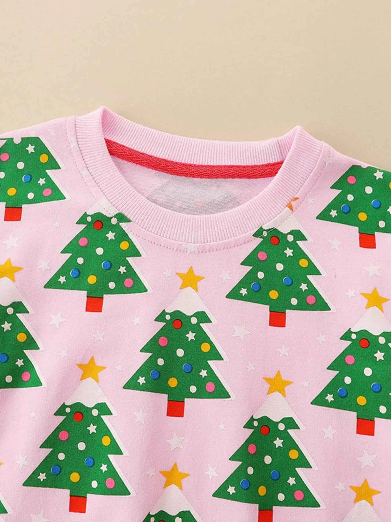 Children's Christmas Tree Print Crewneck Sweatshirt
