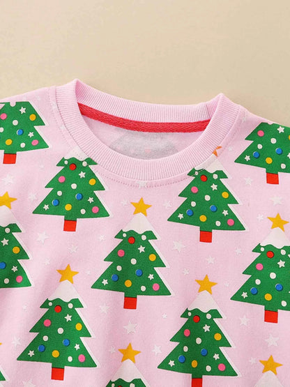 Children's Christmas Tree Print Crewneck Sweatshirt