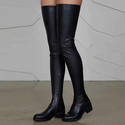 Over-the-Knee Block Heels Boots
