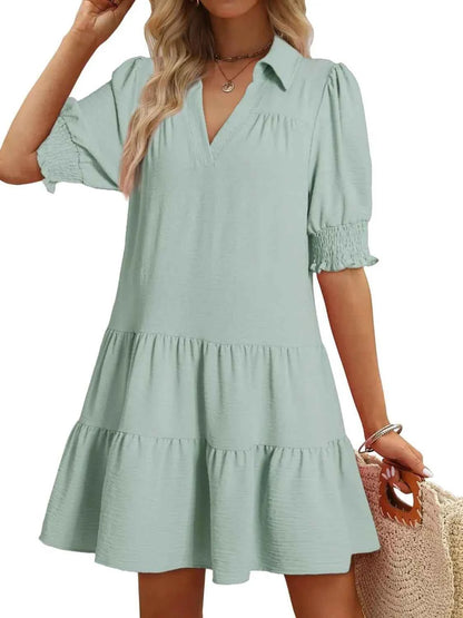 Johnny Collar Short Sleeve Mini Dress