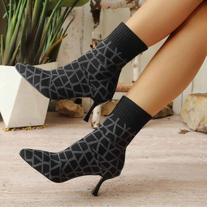 Mesh Point Toe Stiletto Boots