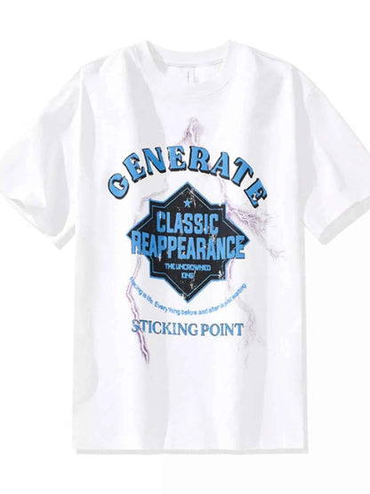 Men's Plus Size Letter Round Neck Half Sleeve T-Shirt