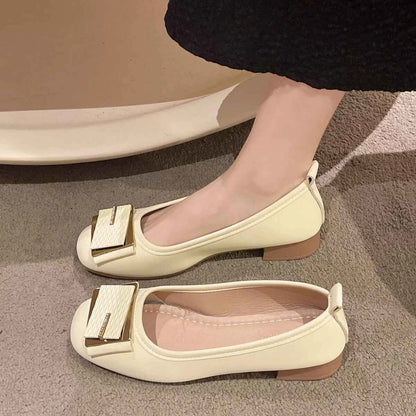 Round Toe Block Heels Slip-Ons
