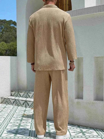 Men's Plus Size Long Sleeve Top and Pants Set
