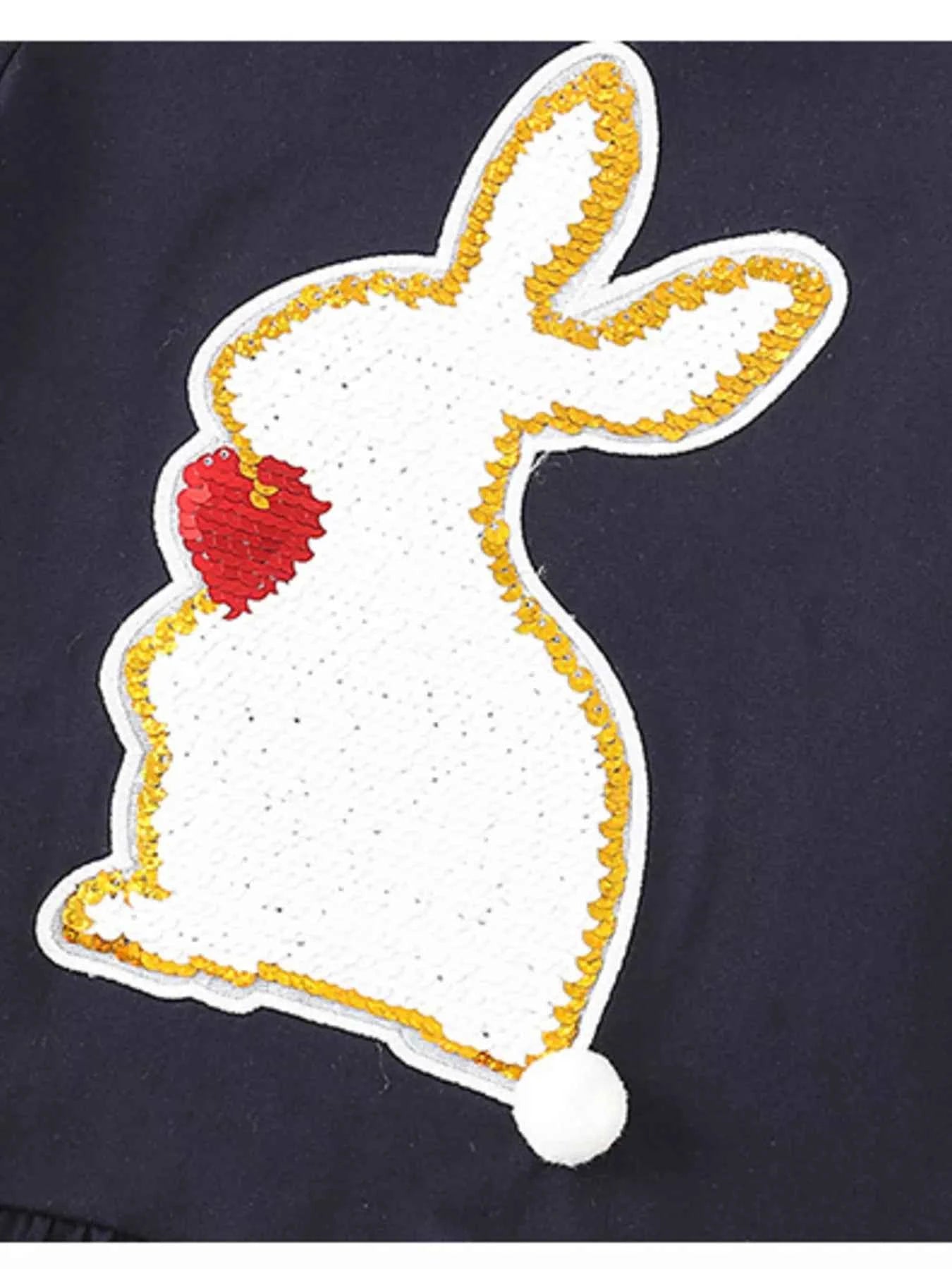 Children's Cute Rabbit Applique Ruffle Hem T-Shirt