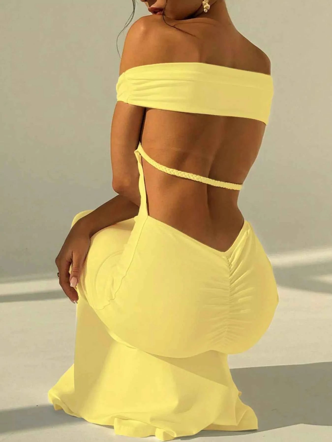 Backless Off-Shoulder Bodycon Mermaid Maxi Dress