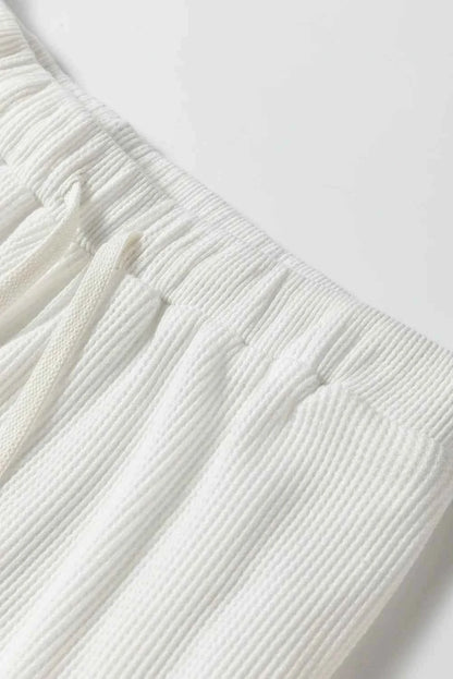 Round Neck Long Sleeve Top and Drawstring Pants Lounge Set