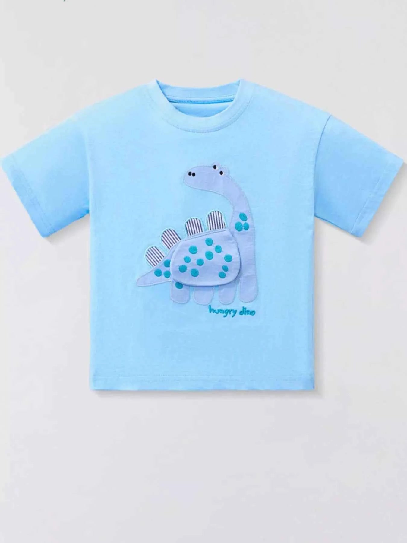 Children's Dinosaur Applique Short Sleeve T-Shirt