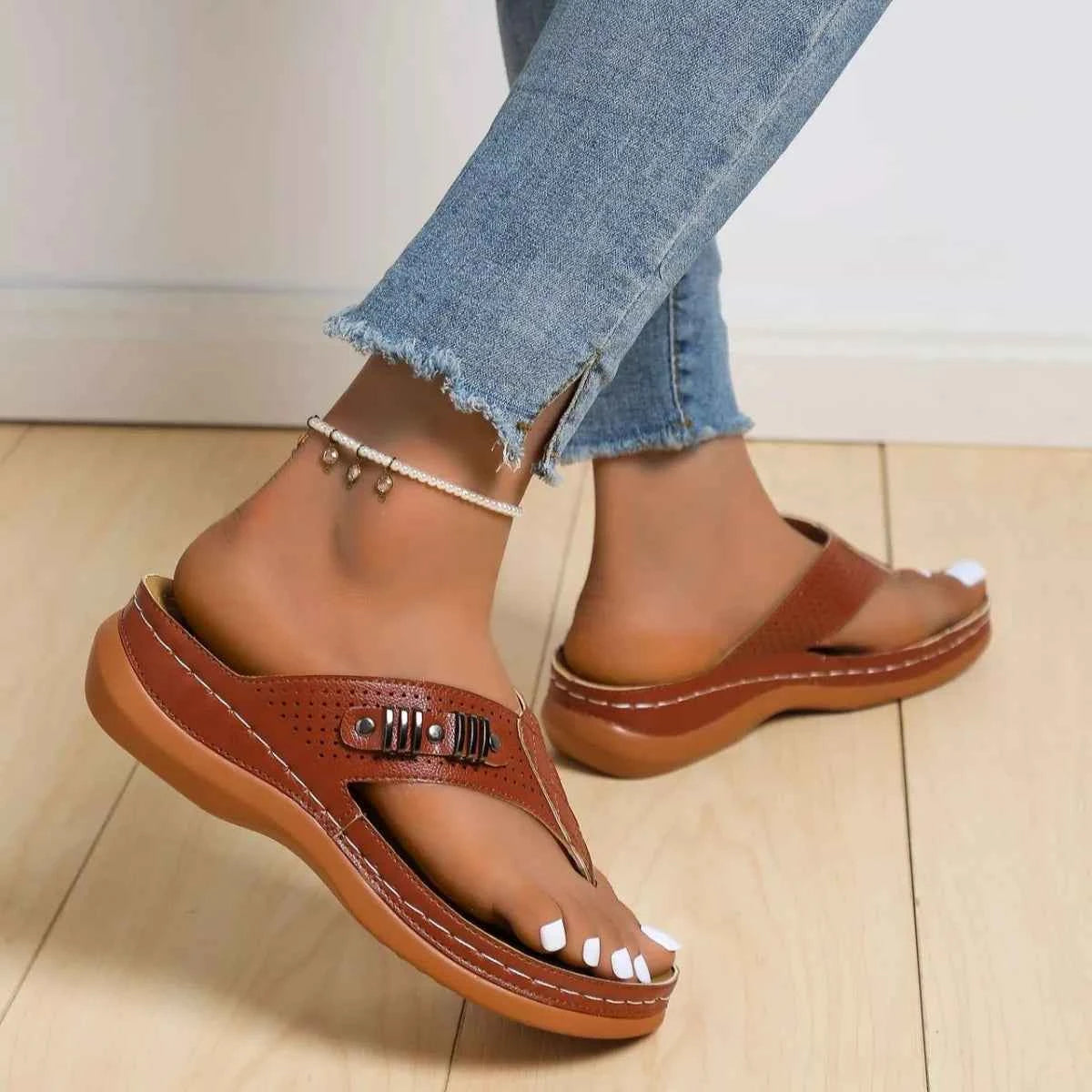 Toe Post Wedge Sandals