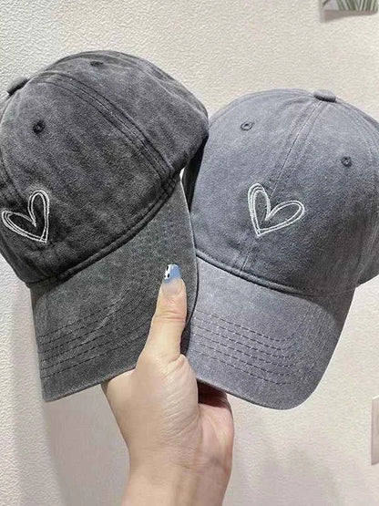 Washed Heart Embroidered Baseball Cap