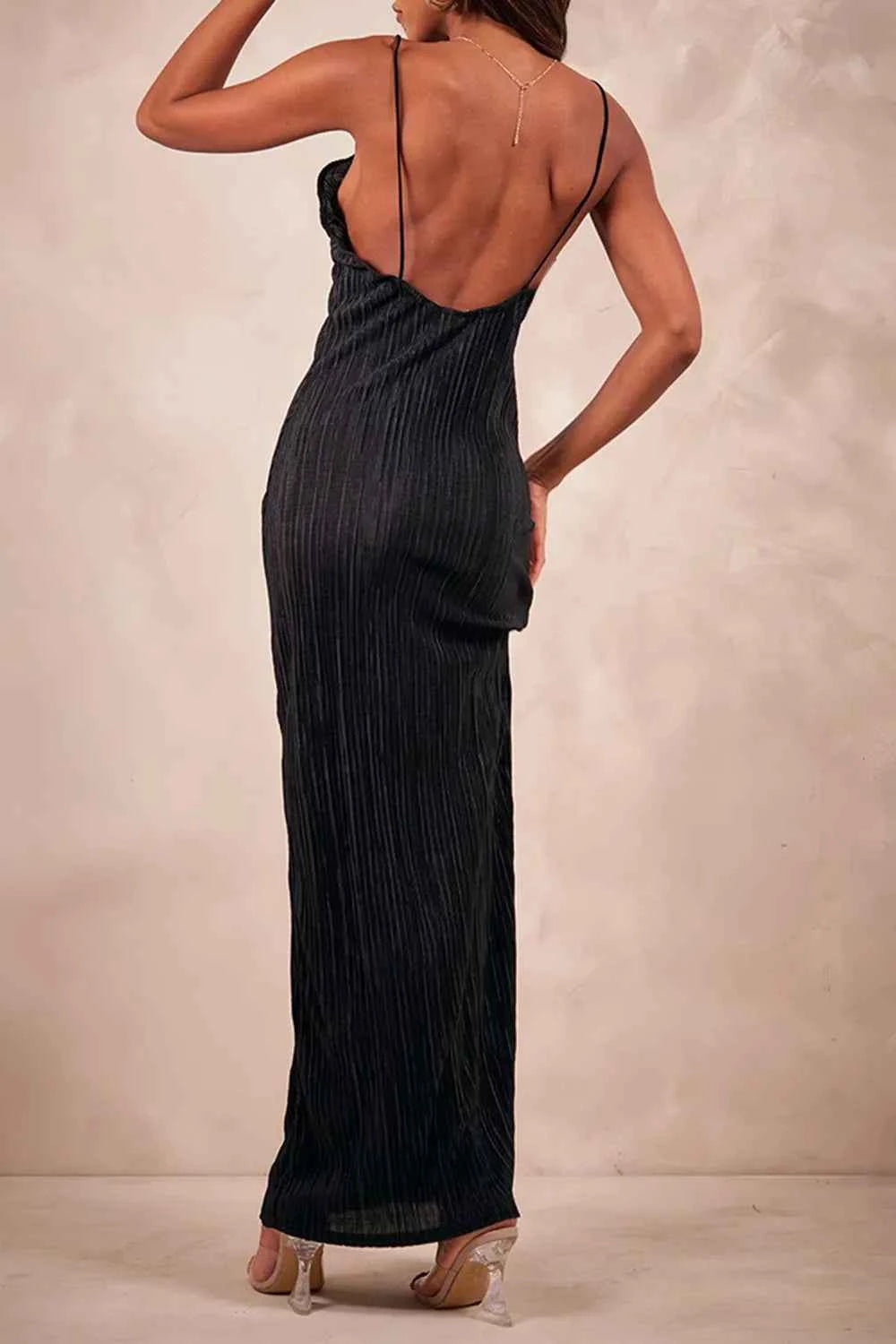 Backless Printed Maxi Cami Dress