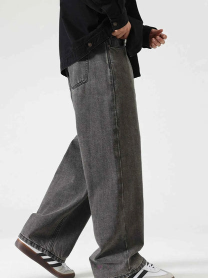 Men's Washed Wide Leg Jeans
