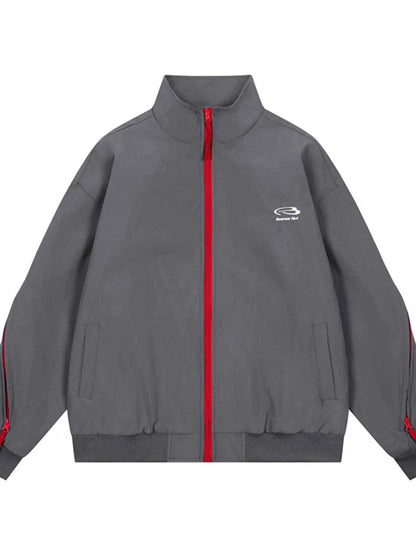 Men's Striped Zip Up Long Sleeve Jacket