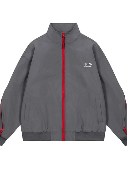 Men's Striped Zip Up Long Sleeve Jacket