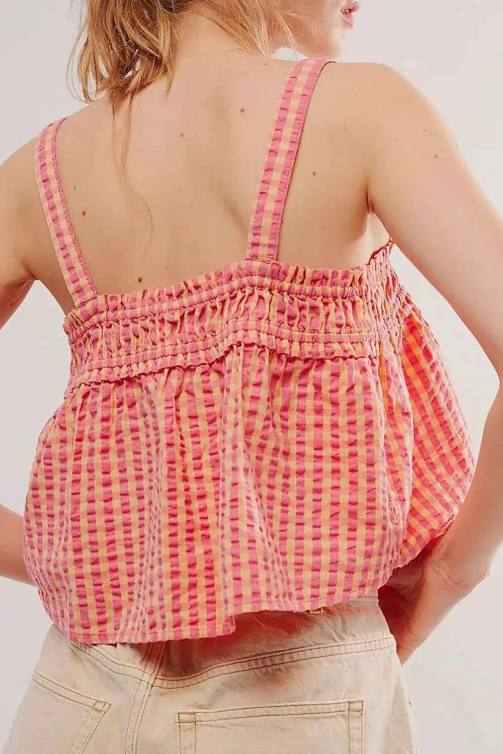 Tied Front Textured Square Neck Cami