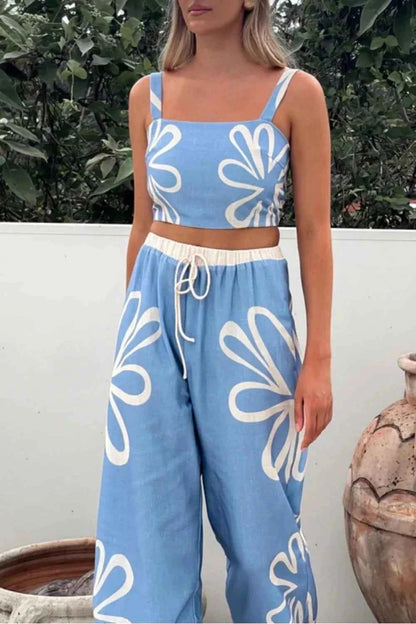 Smocked Square Neck Cami and Pants Set