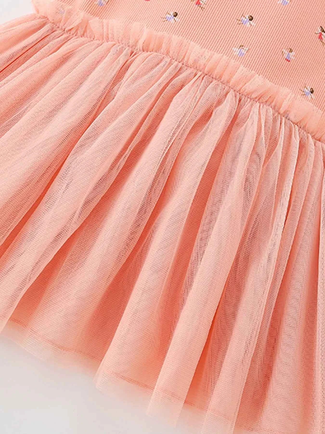 Children's Printed Tulle Layered Dress