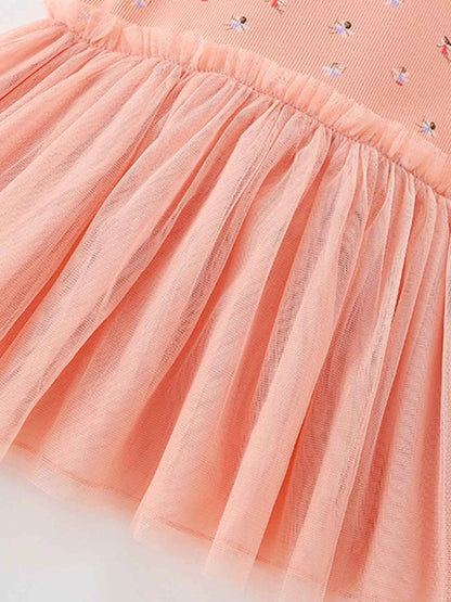Children's Printed Tulle Layered Dress