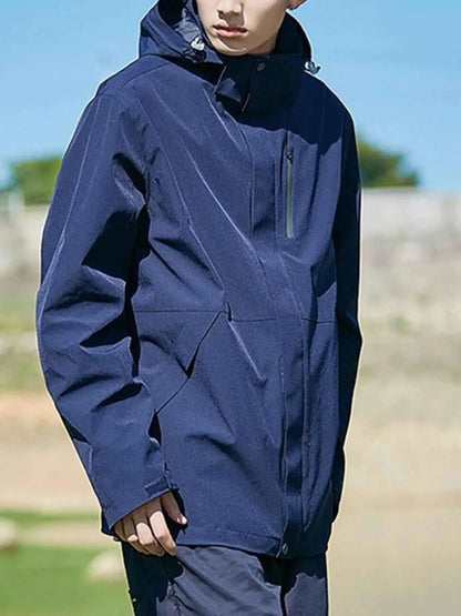 Men's Full Size Zip Up Long Sleeve Hooded Jacket Plus Size