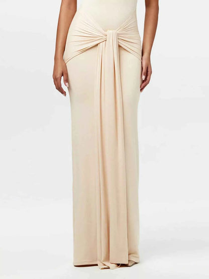 Sleeveless Mock Neck Knot Front Maxi Dress