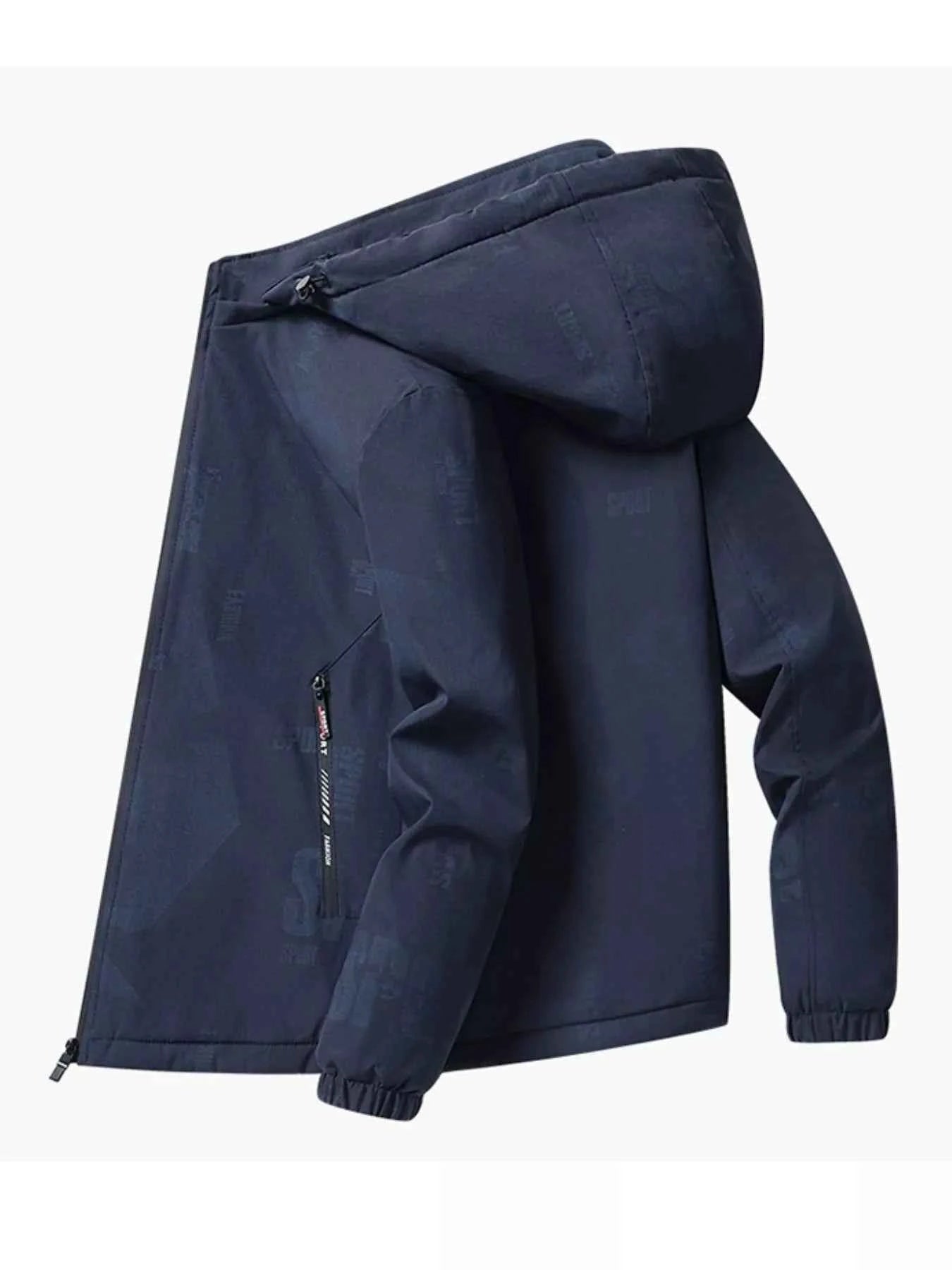 Men's Plus Size Zip Up Long Sleeve Hooded Jacket