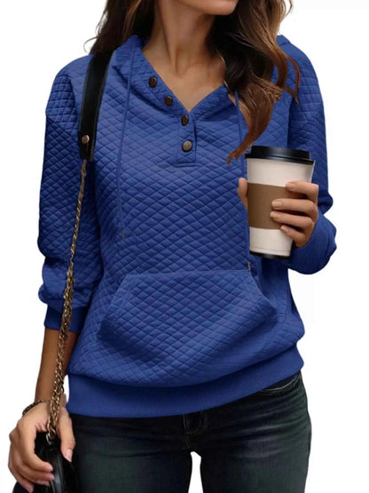 Drawstring Textured Dropped Shoulder Hoodie