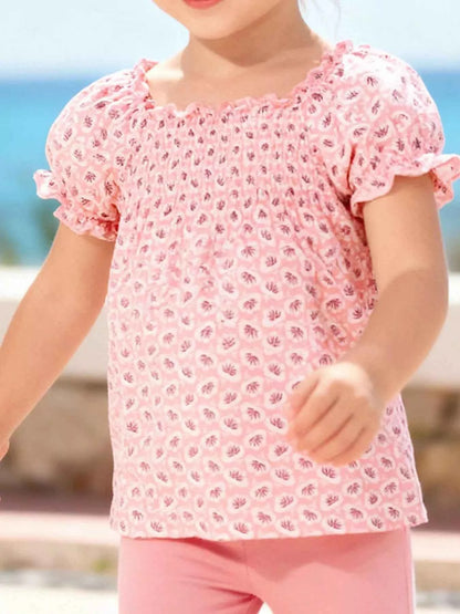 Children's Floral Print Smocked Top